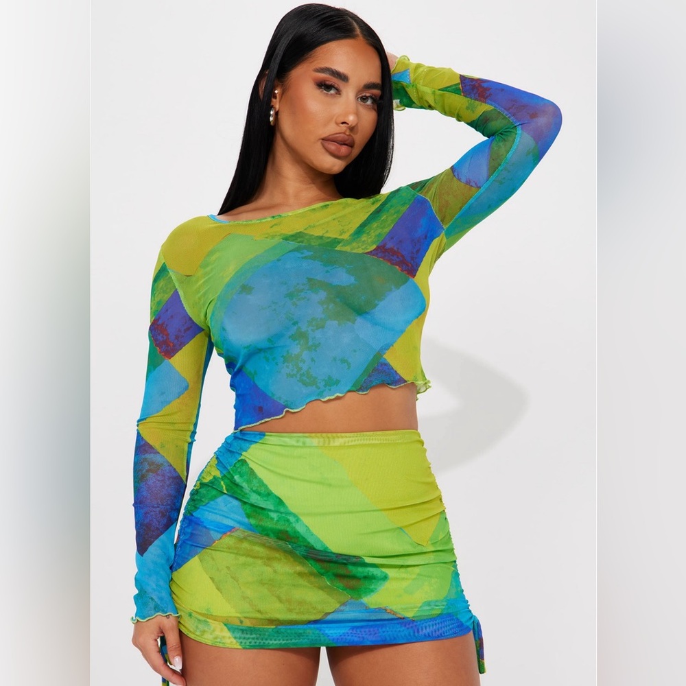 Aqua Mesh Skirt Set